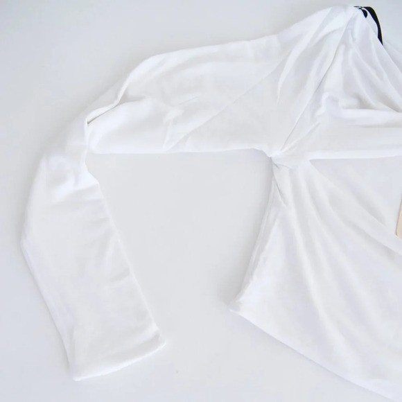 SER.O.YA  Ellis Twist White Long Sleeve Cropped Top Shirt S NWT - Picture 9 of 10